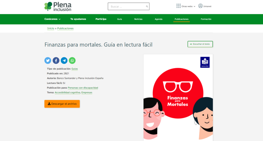 SANFI, Santander y Plena Inclusión presentan la guía ‘Finanzas para Mortales’, para personas con dificultades de comprensión